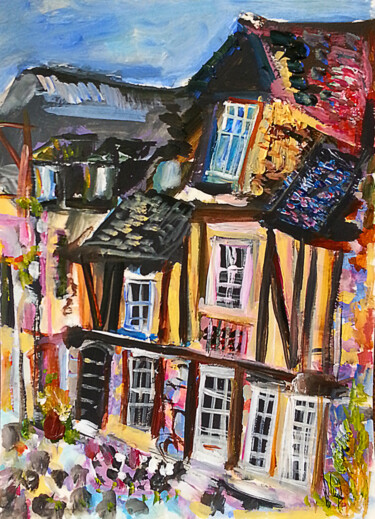 Peinture intitulée "La plus vieille rue…" par Muriel Cayet, Œuvre d'art originale, Acrylique