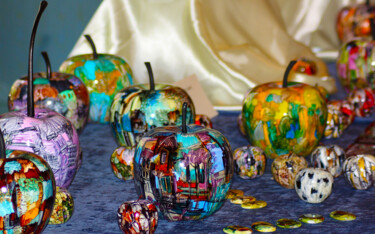 Pintura titulada "Pommes" por Muriel Cayet, Obra de arte original
