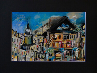 Painting titled "Les antiques maisons" by Muriel Cayet, Original Artwork, Acrylic