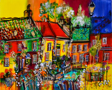 Malerei mit dem Titel "Museum Street" von Muriel Cayet, Original-Kunstwerk, Acryl