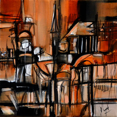 Schilderij getiteld "La capitale des cie…" door Muriel Cayet, Origineel Kunstwerk, Acryl