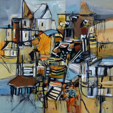 Peinture intitulée "En mode mappemonde" par Muriel Cayet, Œuvre d'art originale, Acrylique