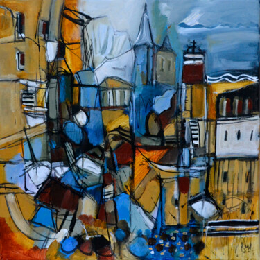 Painting titled "La tonalité locale" by Muriel Cayet, Original Artwork, Acrylic