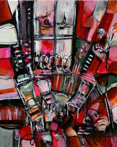 Peinture intitulée "Terrasse panoramiqu…" par Muriel Cayet, Œuvre d'art originale, Acrylique