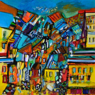 Painting titled "Festa dei colori" by Muriel Cayet, Original Artwork, Acrylic