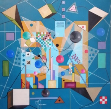 Painting titled "Combinaison sphériq…" by Muriel Charbonnier, Original Artwork, Acrylic Mounted on Wood Stretcher frame