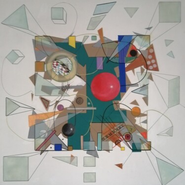 Painting titled "Combinaison sphériq…" by Muriel Charbonnier, Original Artwork, Acrylic Mounted on Wood Stretcher frame