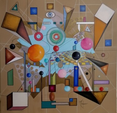 Painting titled "Combinaison sphériq…" by Muriel Charbonnier, Original Artwork, Acrylic Mounted on Wood Stretcher frame