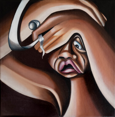 Painting titled "Mèche rebelle. Pein…" by Muriel Cachoulet, Original Artwork, Oil