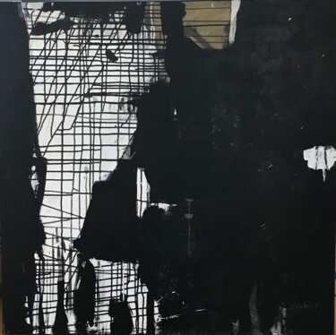 Картина под названием "Noir" - Muriel Desbieys, Подлинное произведение искусства, Акрил Установлен на Деревянная рама для но…