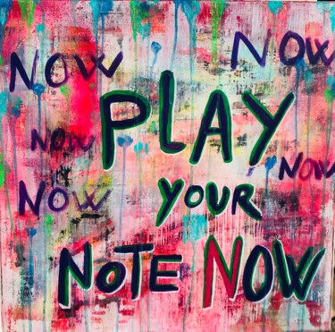 Ζωγραφική με τίτλο "PLAY YOUR NOTE NOW" από Muriel Deumie, Αυθεντικά έργα τέχνης, Ακρυλικό Τοποθετήθηκε στο Ξύλινο φορείο σκ…