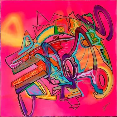 Pintura titulada "Machine à remonter…" por Muriel Deumie, Obra de arte original, Pintura al aerosol Montado en Bastidor de c…