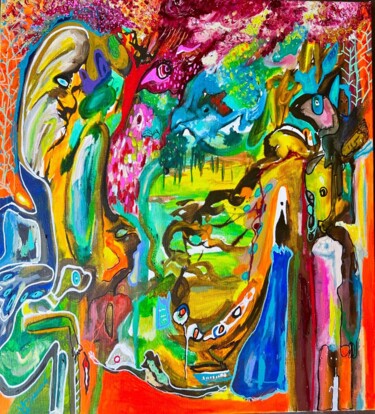 Pintura titulada "La symphonie de la…" por Muriel Deumie, Obra de arte original, Oleo Montado en Bastidor de camilla de made…