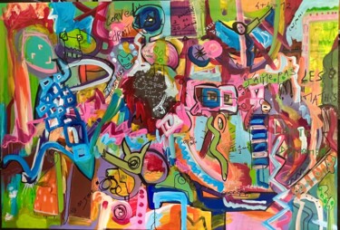 Pintura titulada "J'aime pas les maths" por Muriel Deumie, Obra de arte original, Acrílico Montado en Bastidor de camilla de…