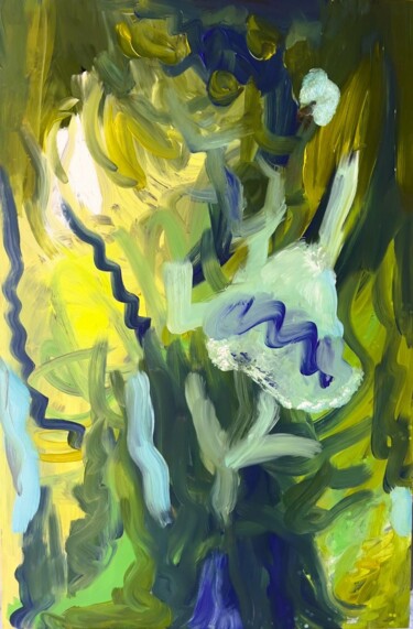 Painting titled "Fleur bleu" by Muriel Deumie, Original Artwork, Acrylic Mounted on Aluminium