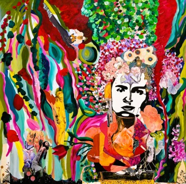 Malarstwo zatytułowany „Frida Kahlo” autorstwa Muriel Deumie, Oryginalna praca, Akryl Zamontowany na Drewniana rama noszy