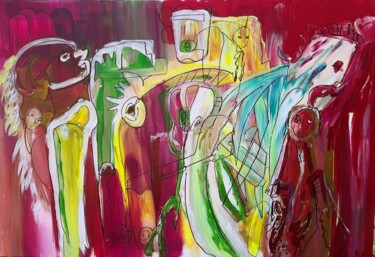 Pintura titulada "Perspectives enchev…" por Muriel Deumie, Obra de arte original, Acrílico Montado en Bastidor de camilla de…