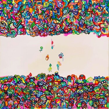 Картина под названием "Chute libre 5" - Muriel Deumie, Подлинное произведение искусства, Акрил Установлен на Деревянная рама…