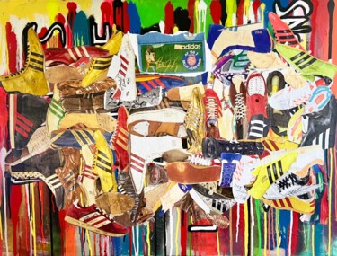 Collages titulada "Hommage aux Légende…" por Muriel Deumie, Obra de arte original, Collages Montado en Bastidor de camilla d…