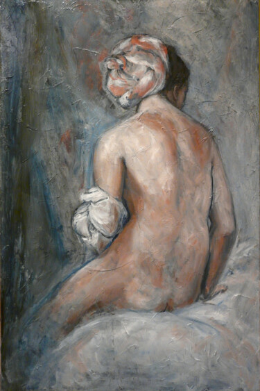 Pintura intitulada "D'après la baigneus…" por Muriel Henry, Obras de arte originais, Óleo Montado em Armação em madeira