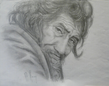 Drawing titled "Vieil homme" by Muriel Henry, Original Artwork, Pencil