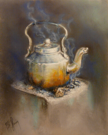 Dessin intitulée "La vieille bouilloi…" par Muriel Henry, Œuvre d'art originale, Pastel