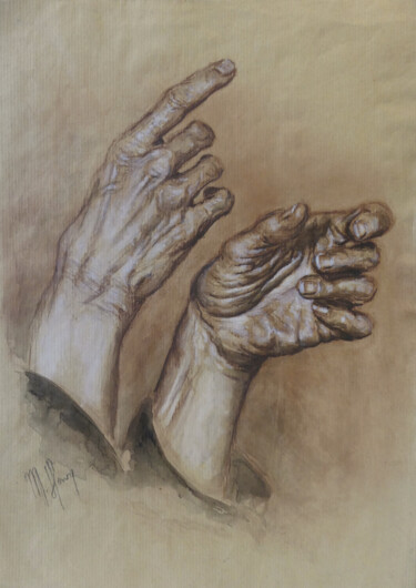 Drawing titled "Mains" by Muriel Henry, Original Artwork, Pastel