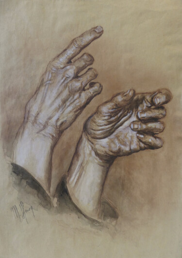 Desenho intitulada "Mains" por Muriel Henry, Obras de arte originais, Pastel