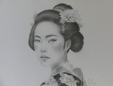 "Portrait Geisha" başlıklı Resim Muriel Henry tarafından, Orijinal sanat, Grafit
