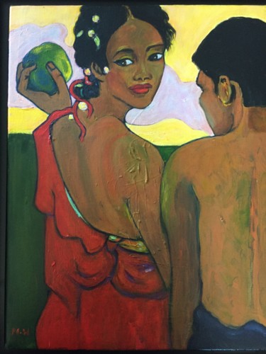 Painting titled "Conversation" by Muriel Ho Paintings, Original Artwork, Acrylic