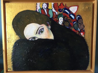 Painting titled "Lady with a muff" by Muriel Ho Paintings, Original Artwork, Acrylic Mounted on Wood Stretcher frame