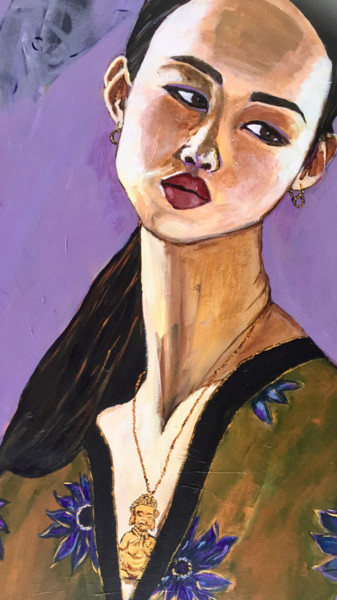 Malerei mit dem Titel "Lucie au pays des s…" von Muriel Ho Paintings, Original-Kunstwerk, Acryl Auf Keilrahmen aus Holz mont…