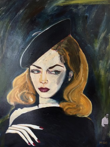 Painting titled "The Look ou Lauren" by Muriel Ho Paintings, Original Artwork, Acrylic Mounted on Wood Stretcher frame