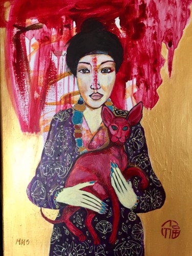 Painting titled "Mademoiselle Chang…" by Muriel Ho Paintings, Original Artwork, Acrylic Mounted on Wood Stretcher frame