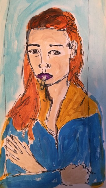 Dibujo titulada "La fille qui n’a pa…" por Muriel Ho Paintings, Obra de arte original, Gouache