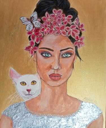 Painting titled "Olympe" by Muriel Ho Paintings, Original Artwork, Acrylic Mounted on Wood Stretcher frame