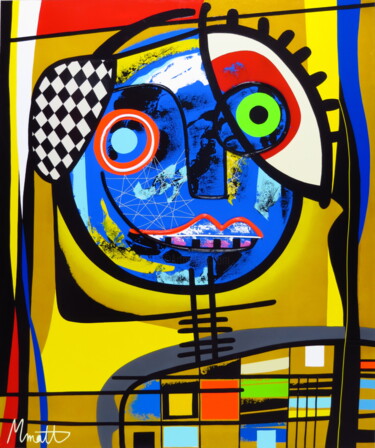 Malerei mit dem Titel "Yellowish face" von Muriel Matt, Original-Kunstwerk, Acryl