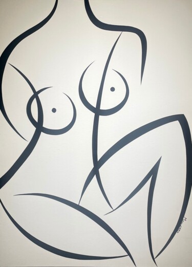 Painting titled "Woman nue" by Muriel Matt, Original Artwork, Acrylic
