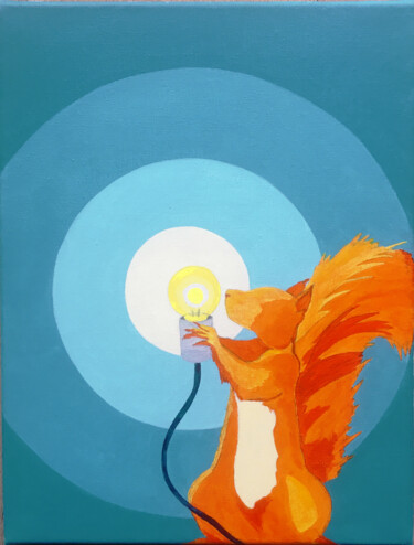 Peinture intitulée "Ecureuil de lumière" par Muriel Monserisier, Œuvre d'art originale, Acrylique Monté sur Châssis en bois