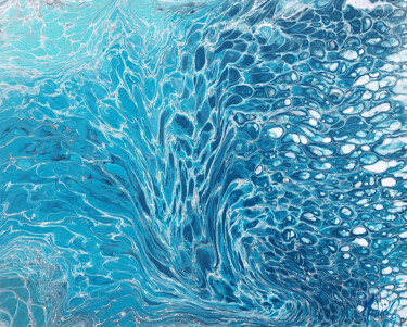 Painting titled "Water VI" by Muriel Mougeolle, Original Artwork, Acrylic Mounted on Wood Stretcher frame