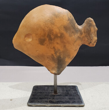 Sculpture titled "Poisson Bothus" by Muriel Mougeolle, Original Artwork, Clay