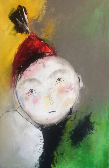 Peinture intitulée "Mon ami Pierrot" par Muriel Paul, Œuvre d'art originale, Acrylique