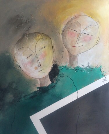 Peinture intitulée "Les amants" par Muriel Paul, Œuvre d'art originale, Acrylique