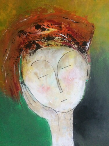 Peinture intitulée "Zaza s'ennuie...." par Muriel Paul, Œuvre d'art originale, Acrylique