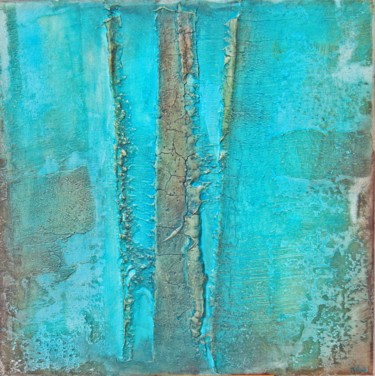 Painting titled "Turquoise - ART5" by Muriel Riedel, Original Artwork, Oil