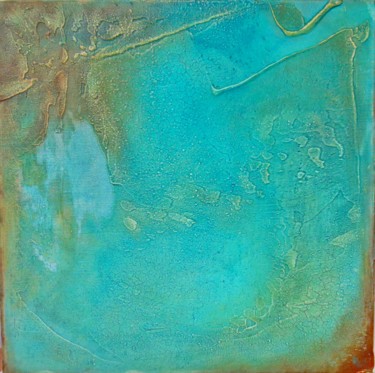 Painting titled "Turquoise - ART8" by Muriel Riedel, Original Artwork, Oil