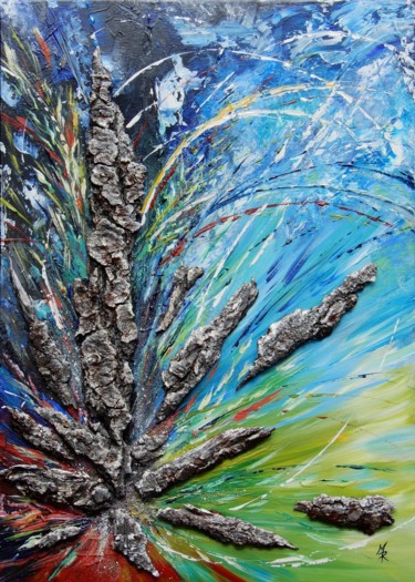 Painting titled "Spring Rebirth" by Muriel Risch, Original Artwork, Acrylic