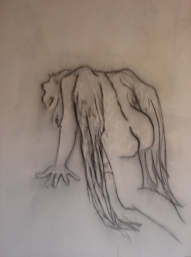 Dessin intitulée "a genou" par Muriel Stalaven, Œuvre d'art originale