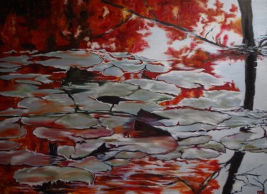 Peinture intitulée "" Rouge Érable "" par Muriel Besson-Braem, Œuvre d'art originale, Huile