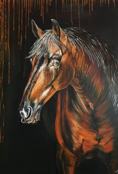 Painting titled "Copper" by Muriel Besson-Braem, Original Artwork, Oil